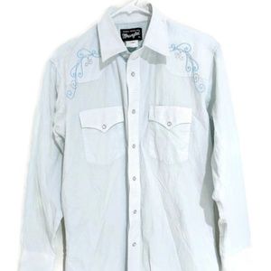 Vtg Wrangler western embroidered pearl snap shirt